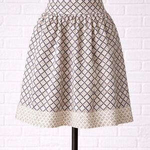 LOFT Green, Navy And Cream Geometric A Line Skirt Size 4